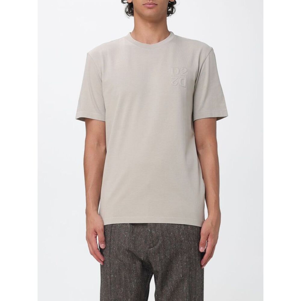 Dsquared2 Men Dsquared2 Cotton T-Shirt With Padded Shoulders And Crew Neck